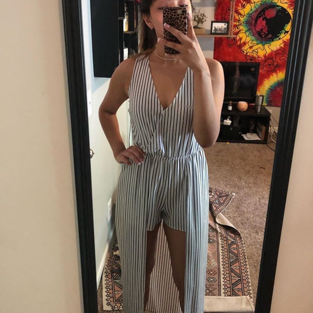 Black/White stripped Romper/Dress